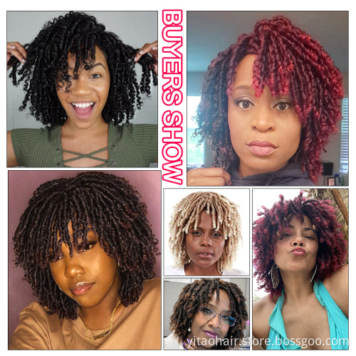 Wholesale Dreadlock Wig Short Braid Wigs Synthetic Afro Curly  Ombre Bug  Wig  Braided Crochet Twist Hair For Black Women